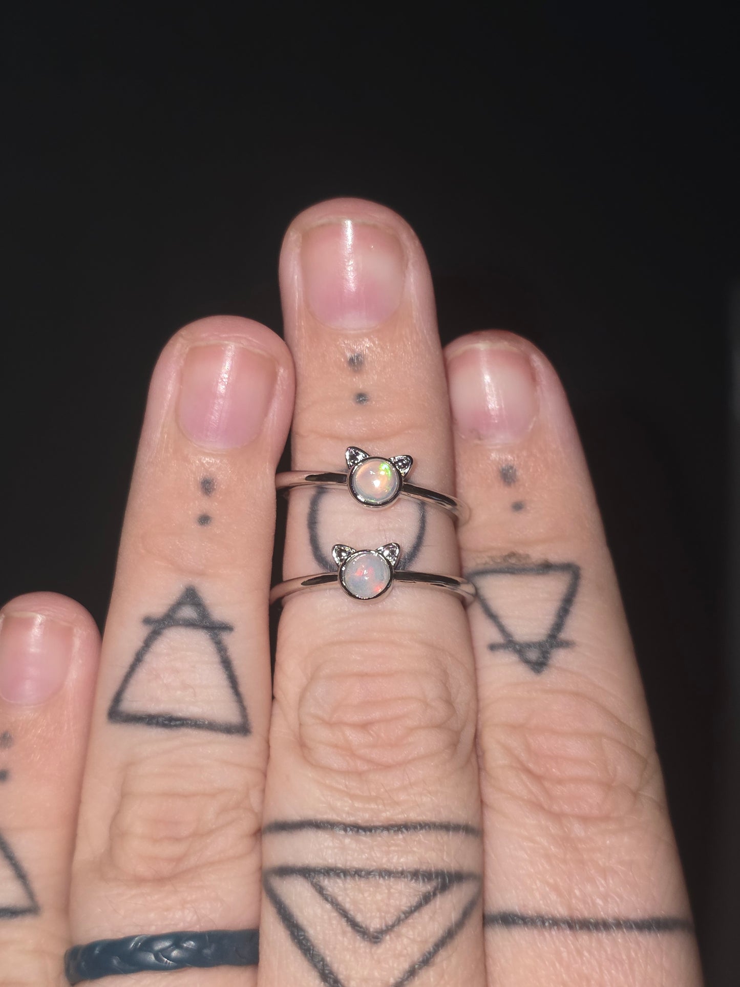 Adjustable Opal Cat Head Ring