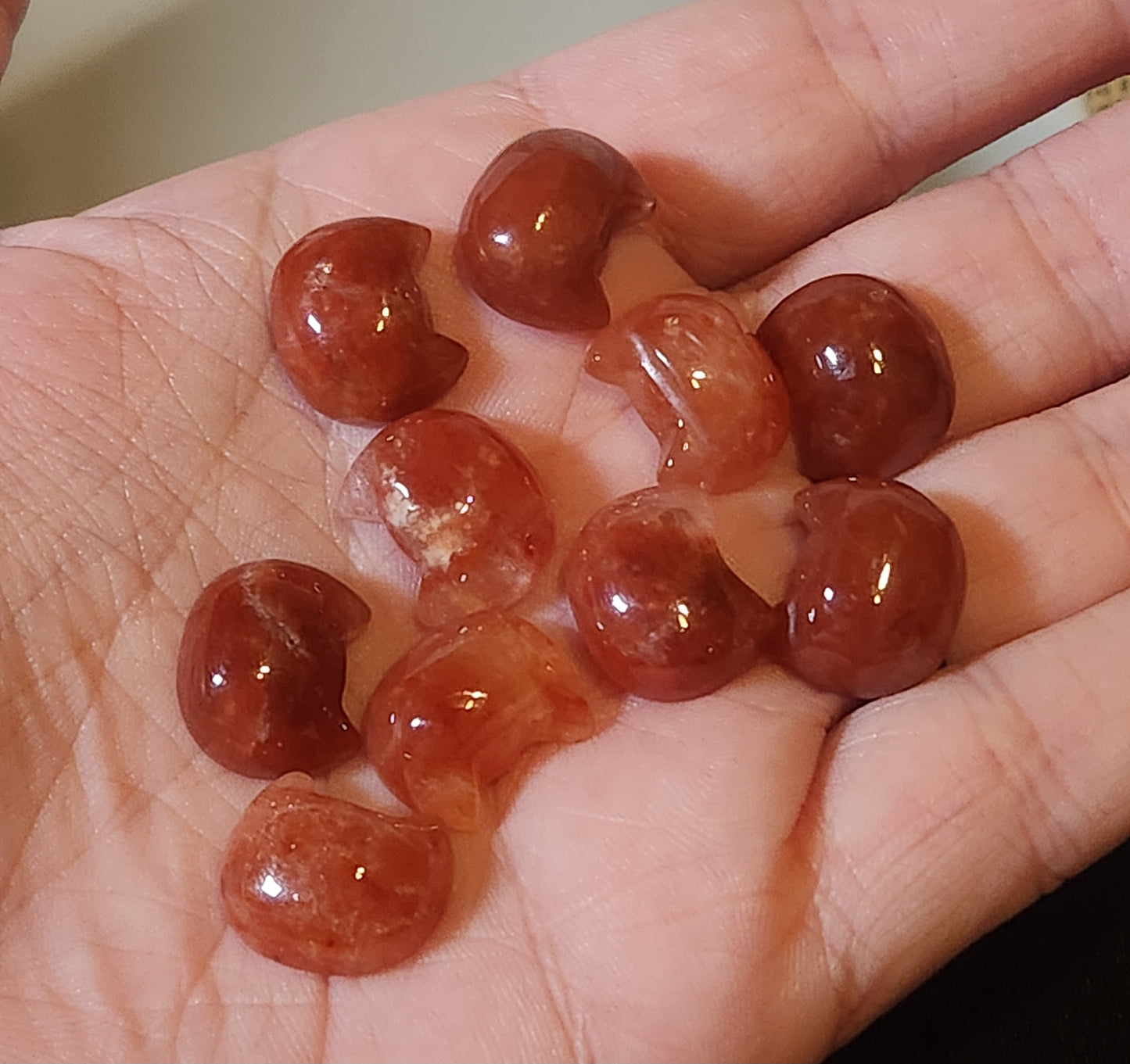 Mini Red Rabbit Hair Quartz Cat Head