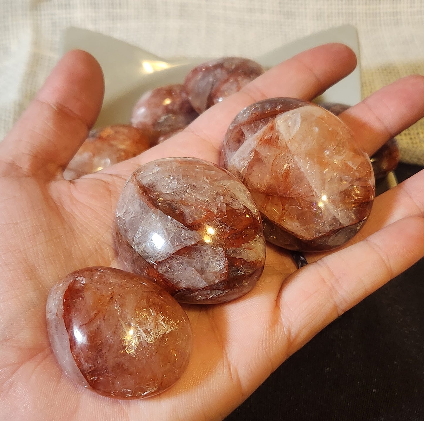 Fire Quartz Palm Stone