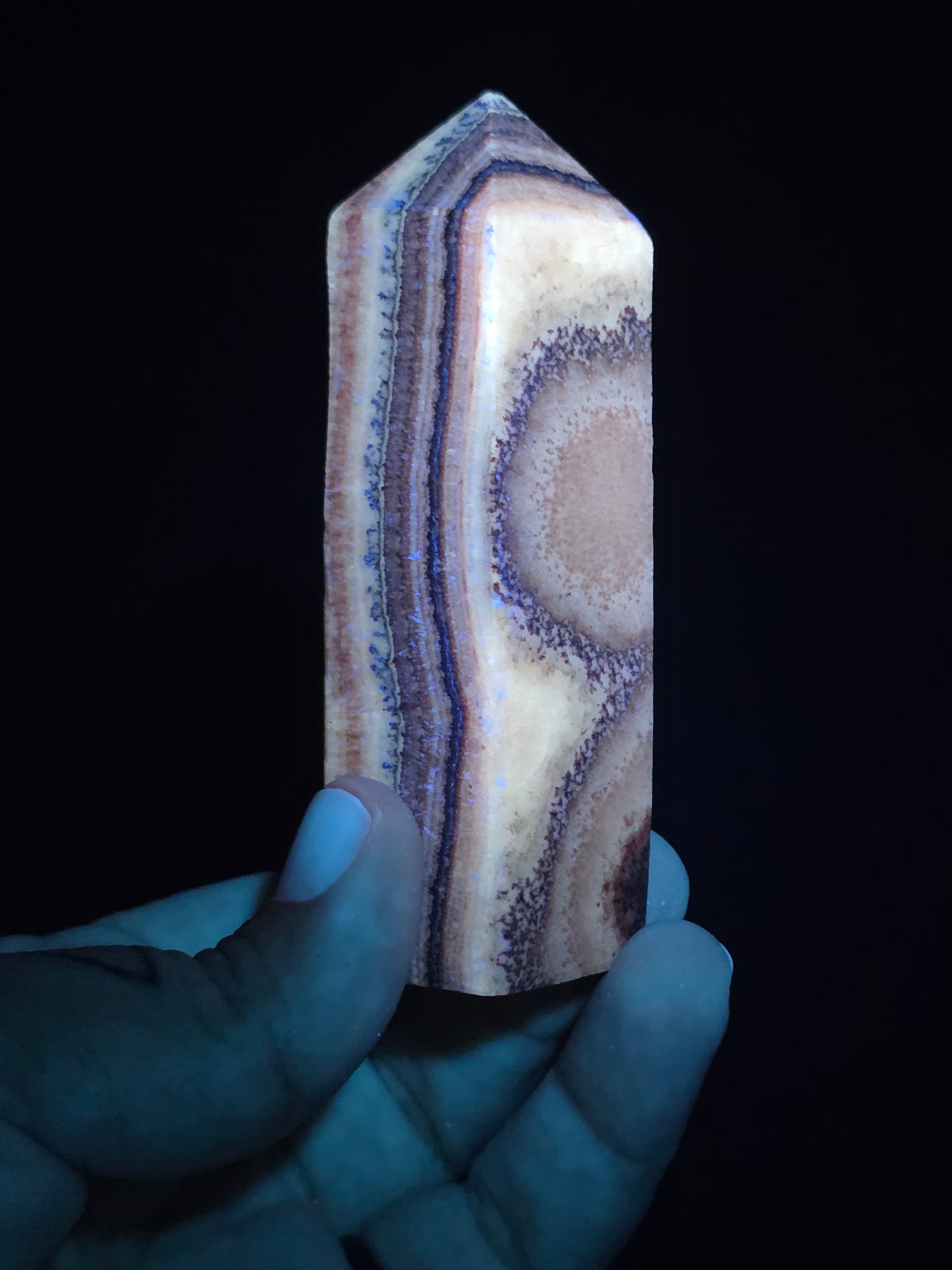 Red Banded Calcite Obelisk - UV Reactive