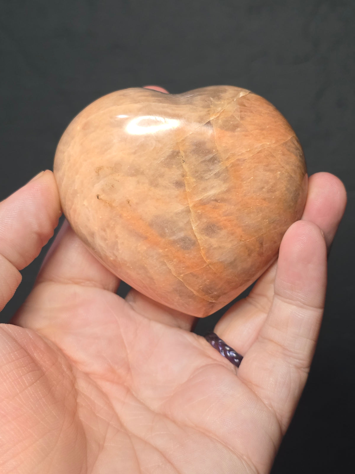 Peach Moonstone Puffy Heart