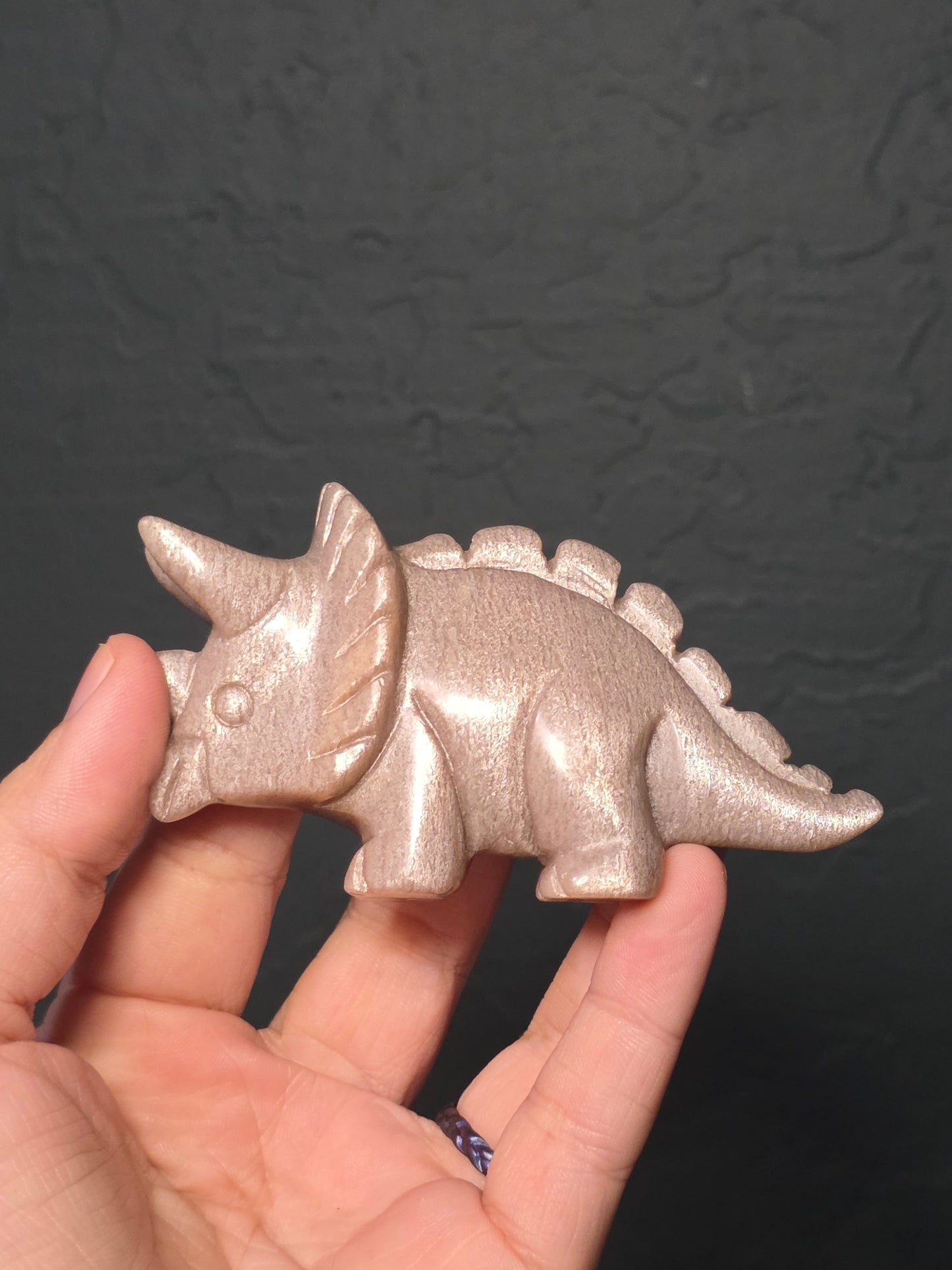 Medium Flashy Peach Moonstone Triceratops