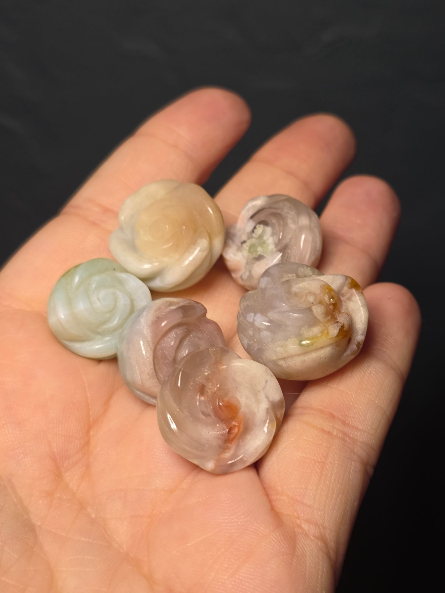 Mini Flower Agate Carvings