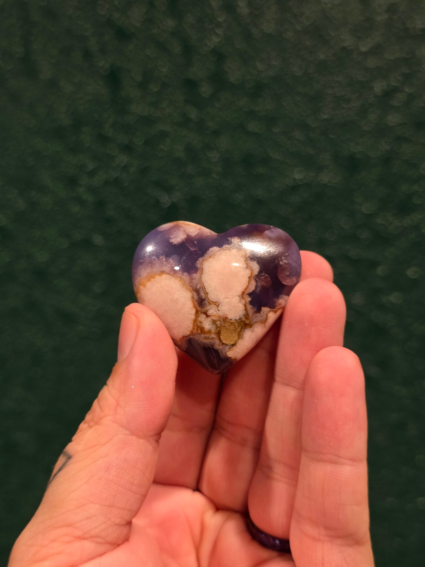Blue Flower Agate Heart - Sm