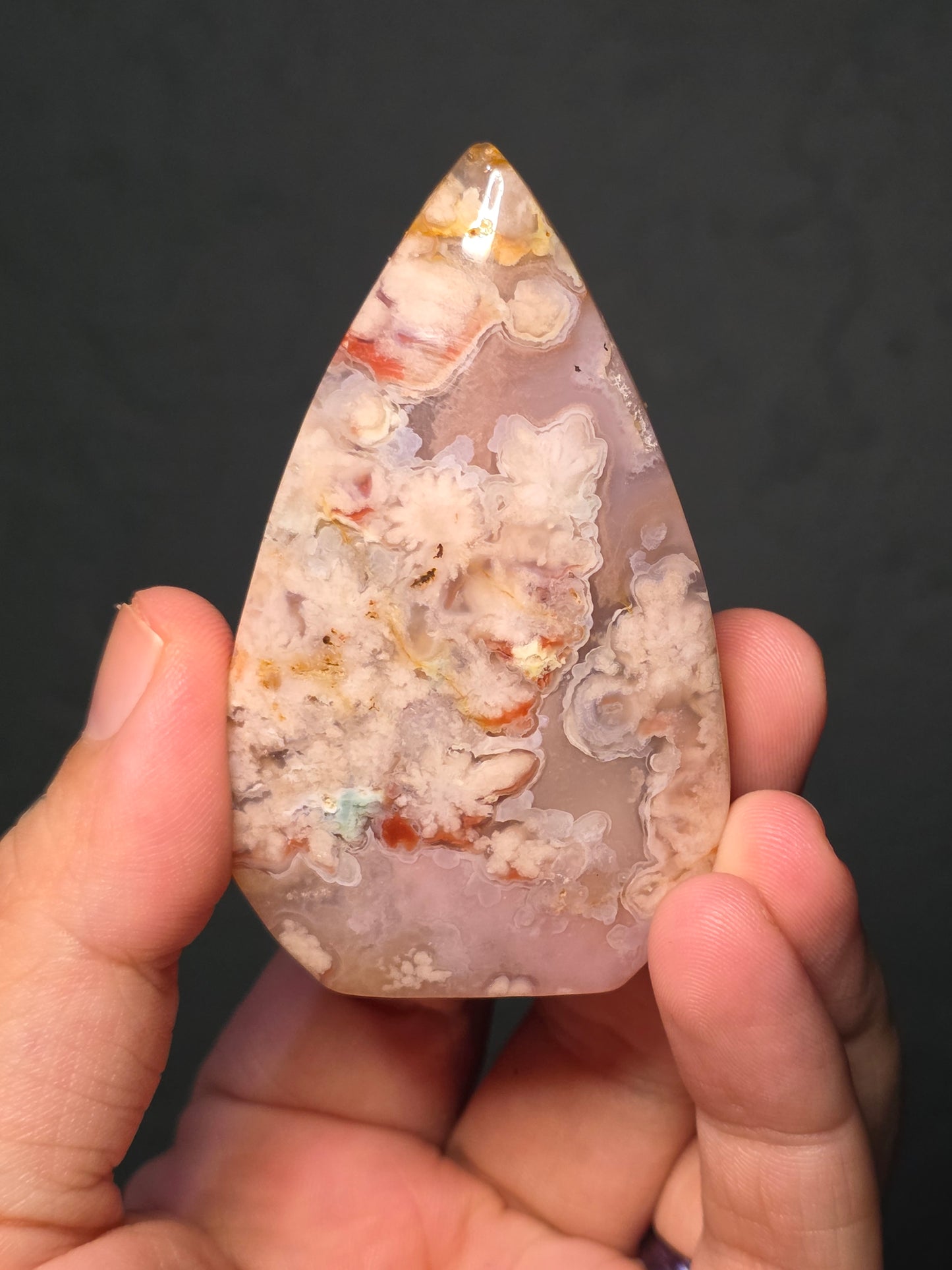 Flower Agate Tear Drop - UV Reactive
