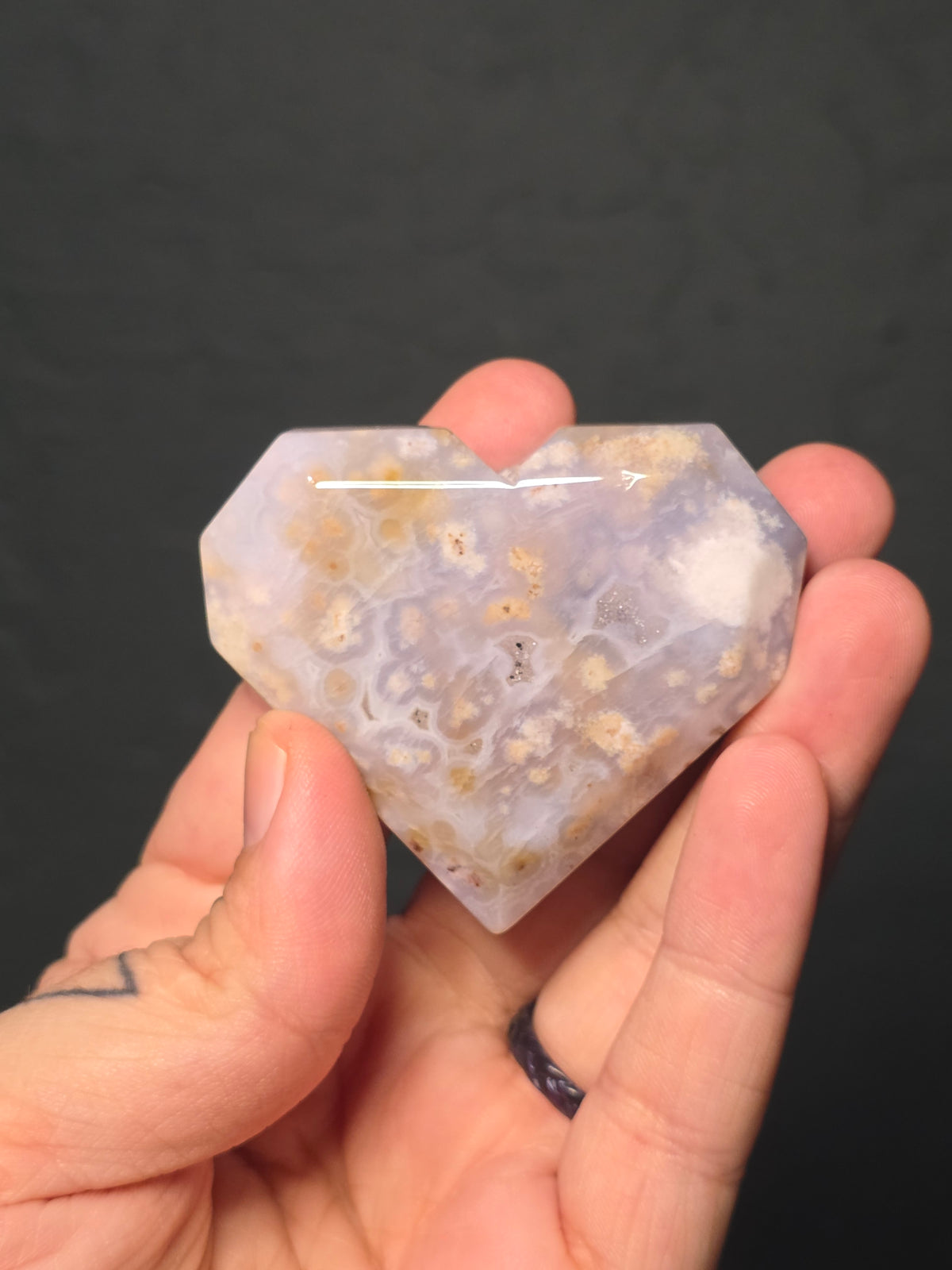 Small Blue Flower Agate Heart