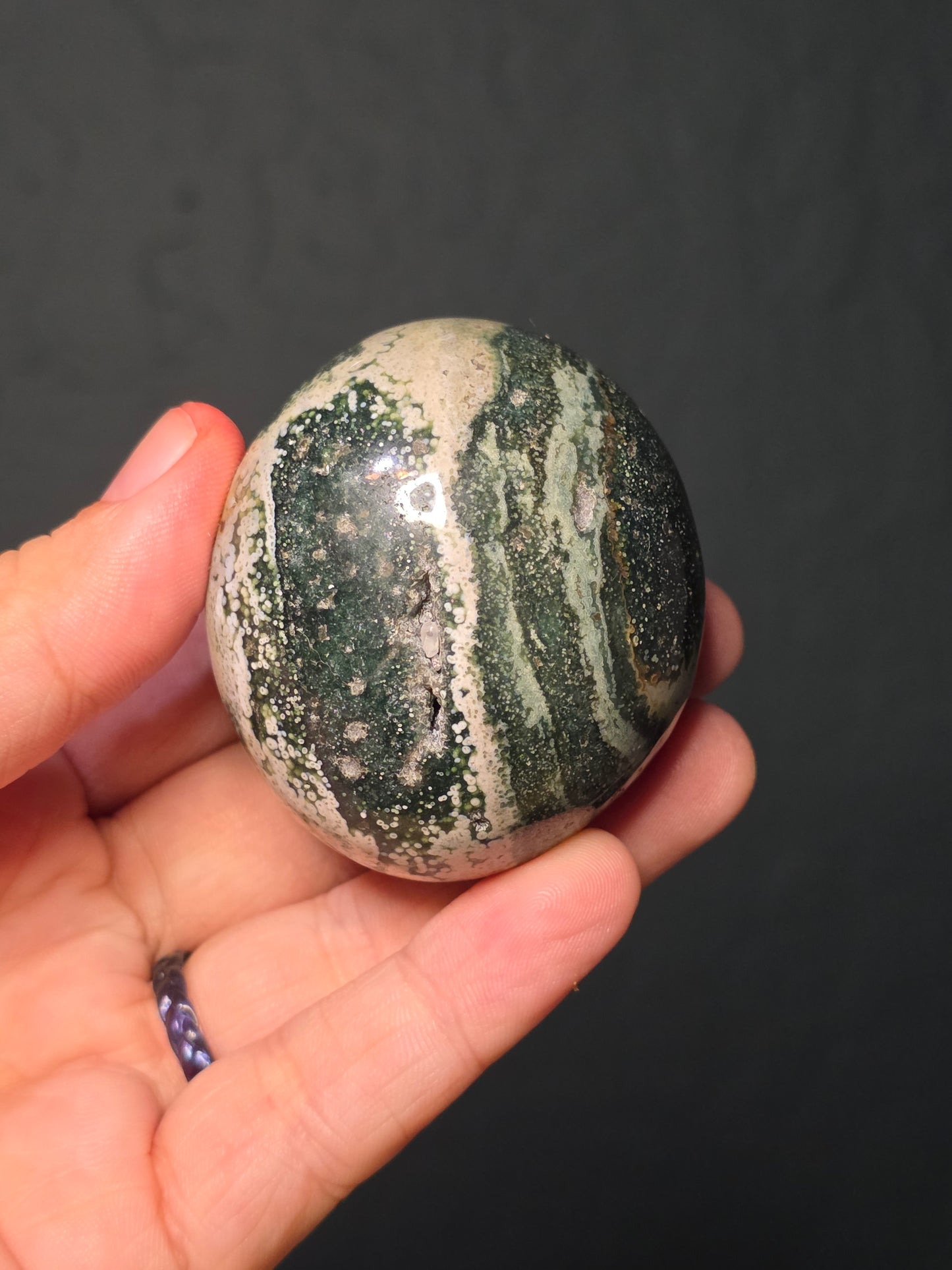 Green Ocean Jasper Palm Stone
