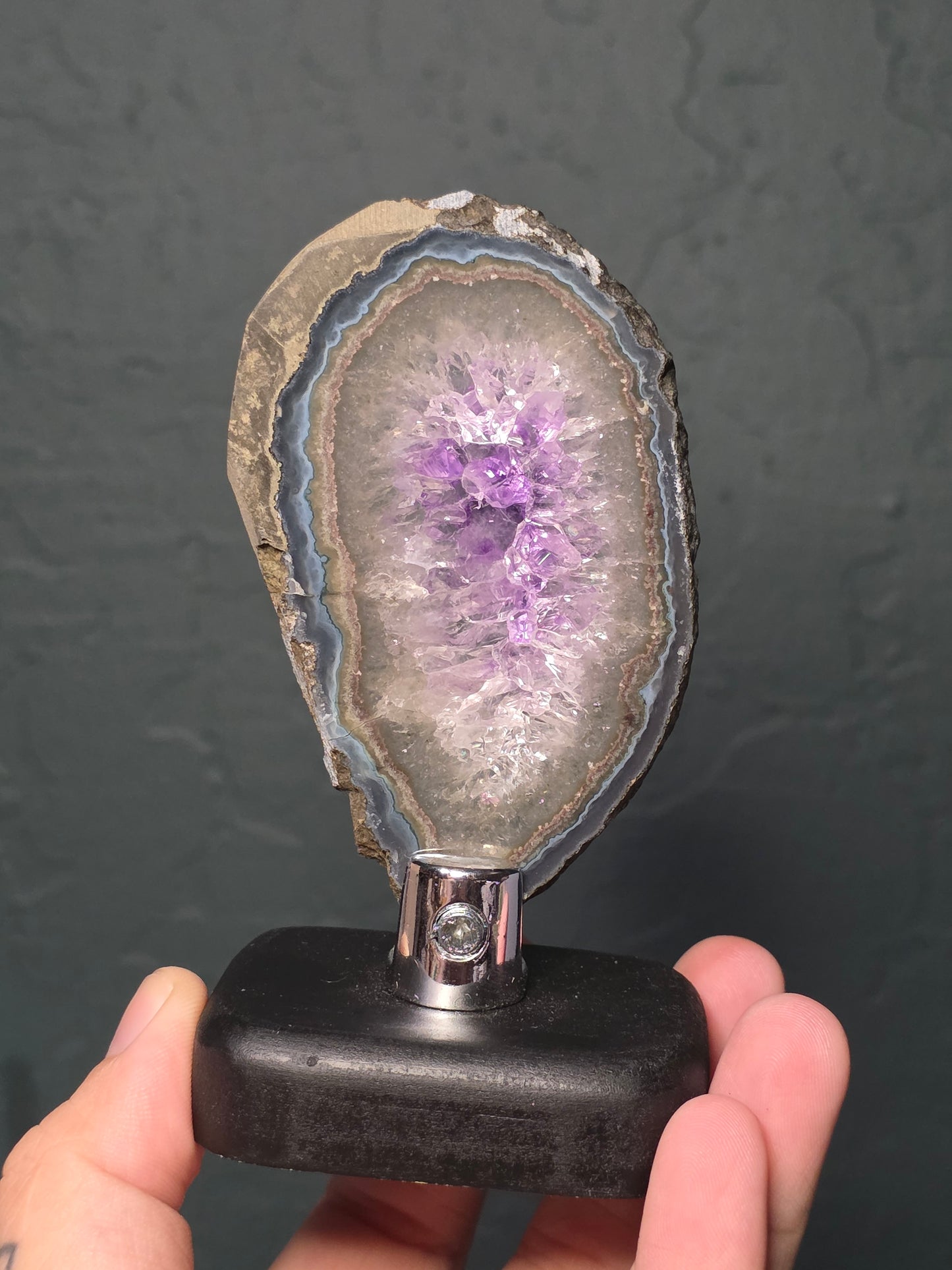 Amethyst and Agate Slices on Stands