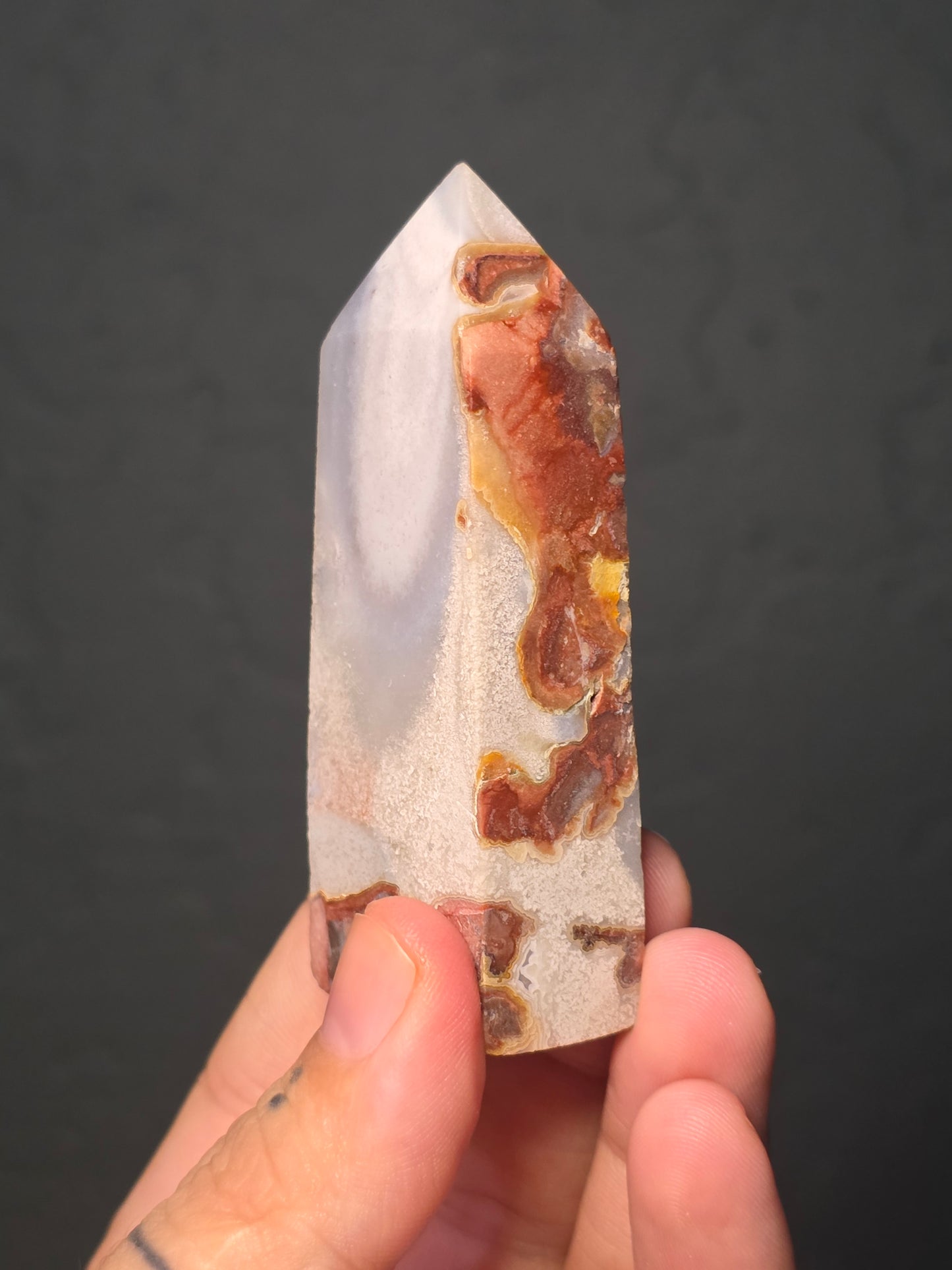 Mexican Crazy Lace Agate Obelisk - UV Reactive