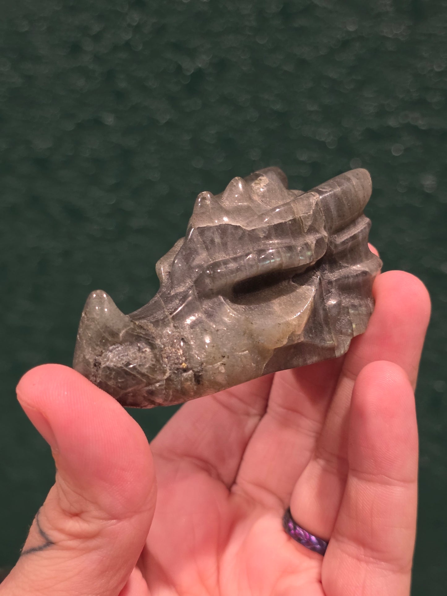 Labradorite Dragon Skull