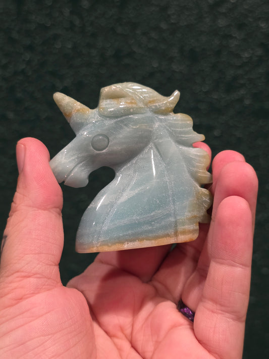 Caribbean Calcite Unicorn Bust
