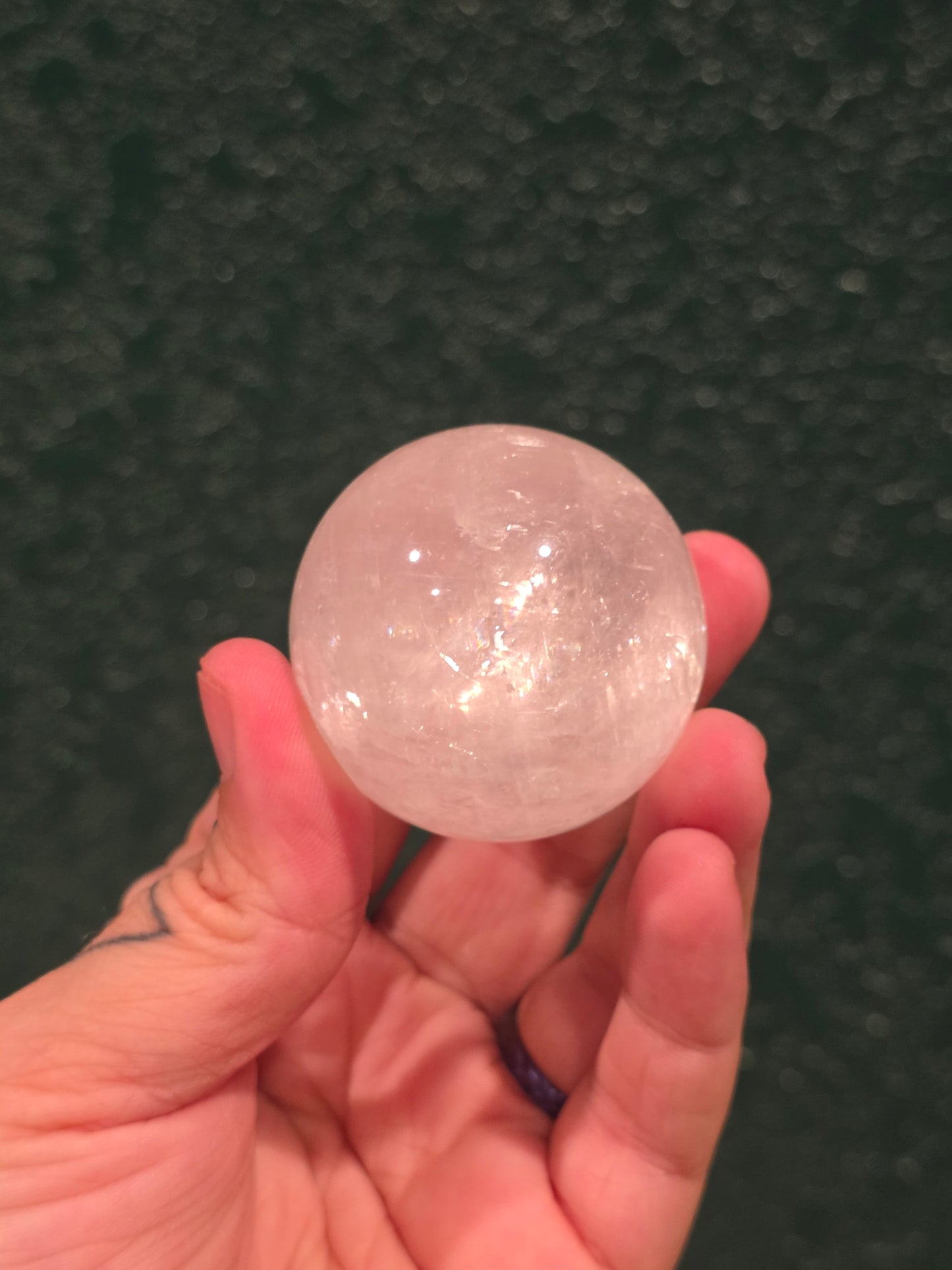 White Optical Calcite Sphere