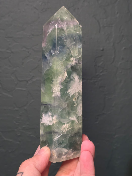 Tall Green Fluorite Obelisk - UV Reactive