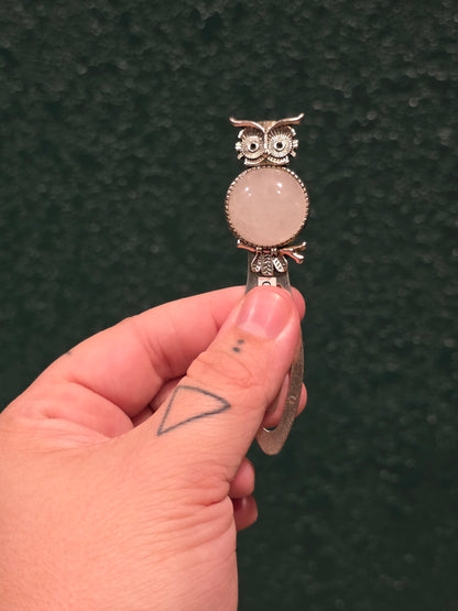 Clear Quartz Owl Book Mark