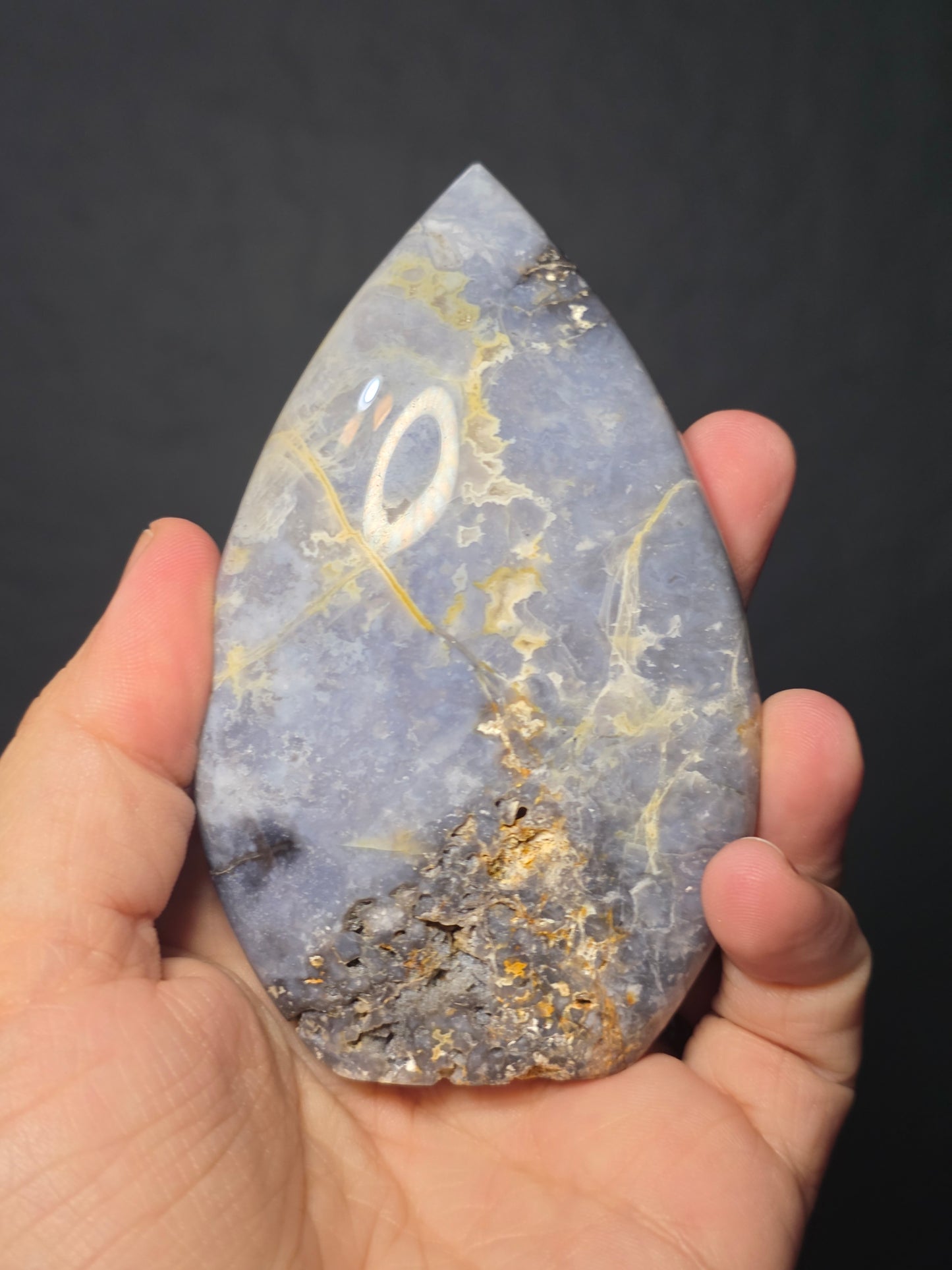 Blue Plume Agate Tear Drop