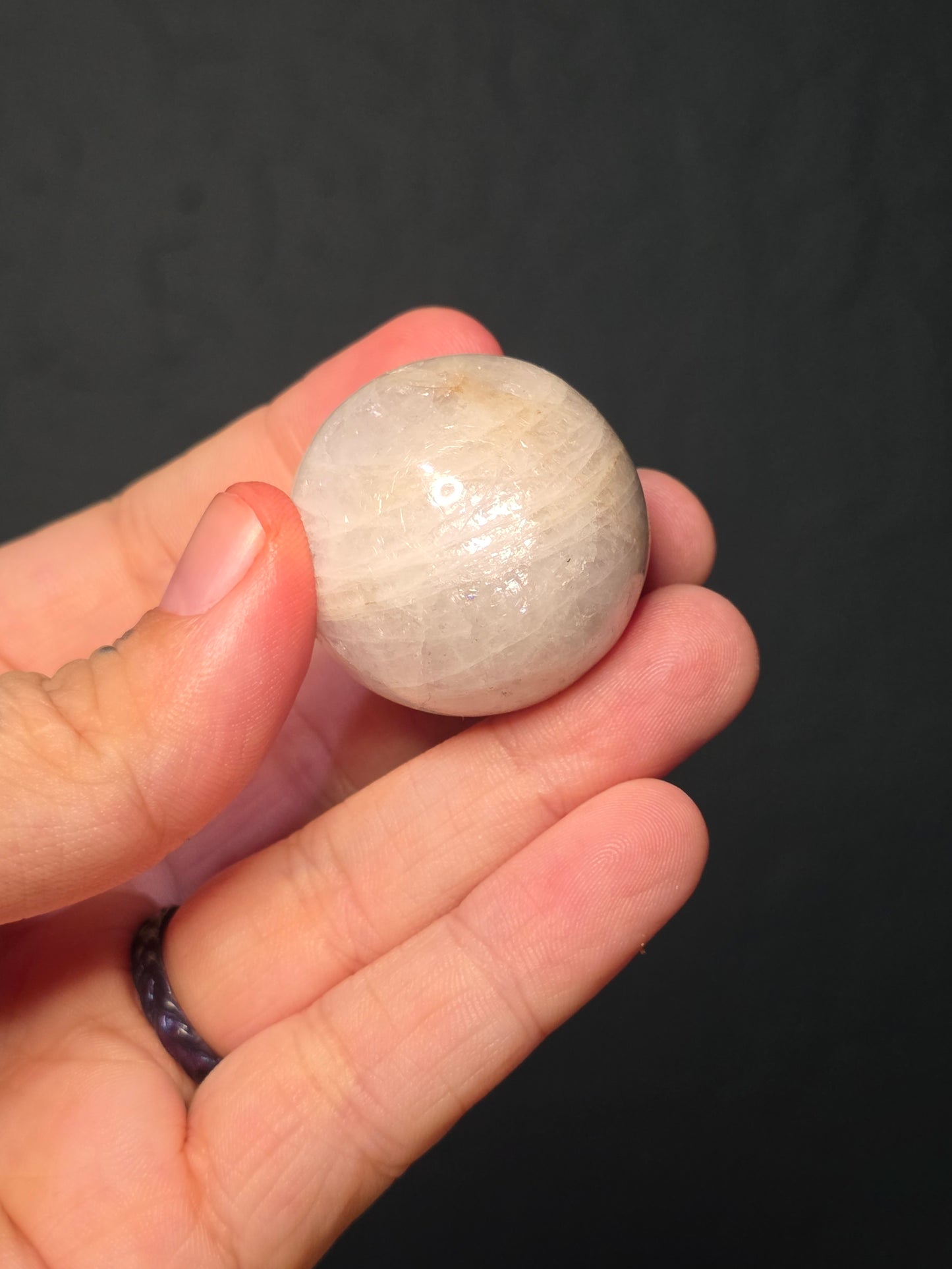 Flashy White Moonstone Spheres