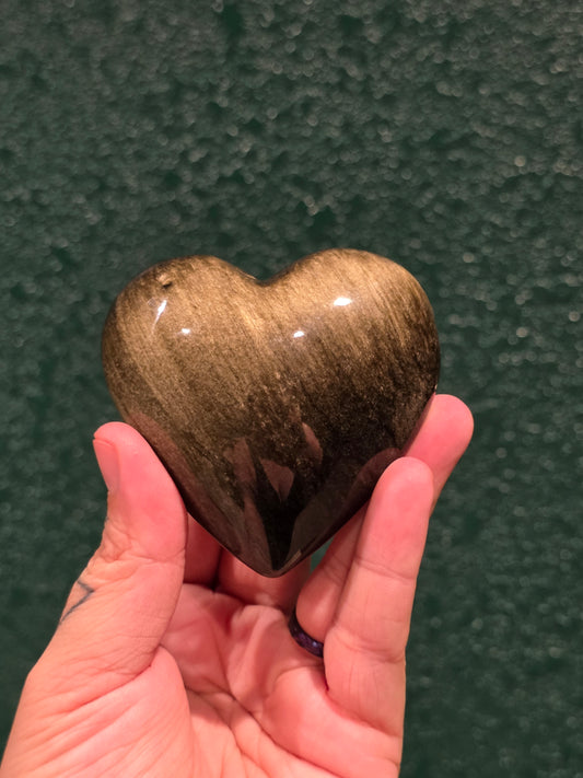 Gold Sheen Obsidian Heart - Lg