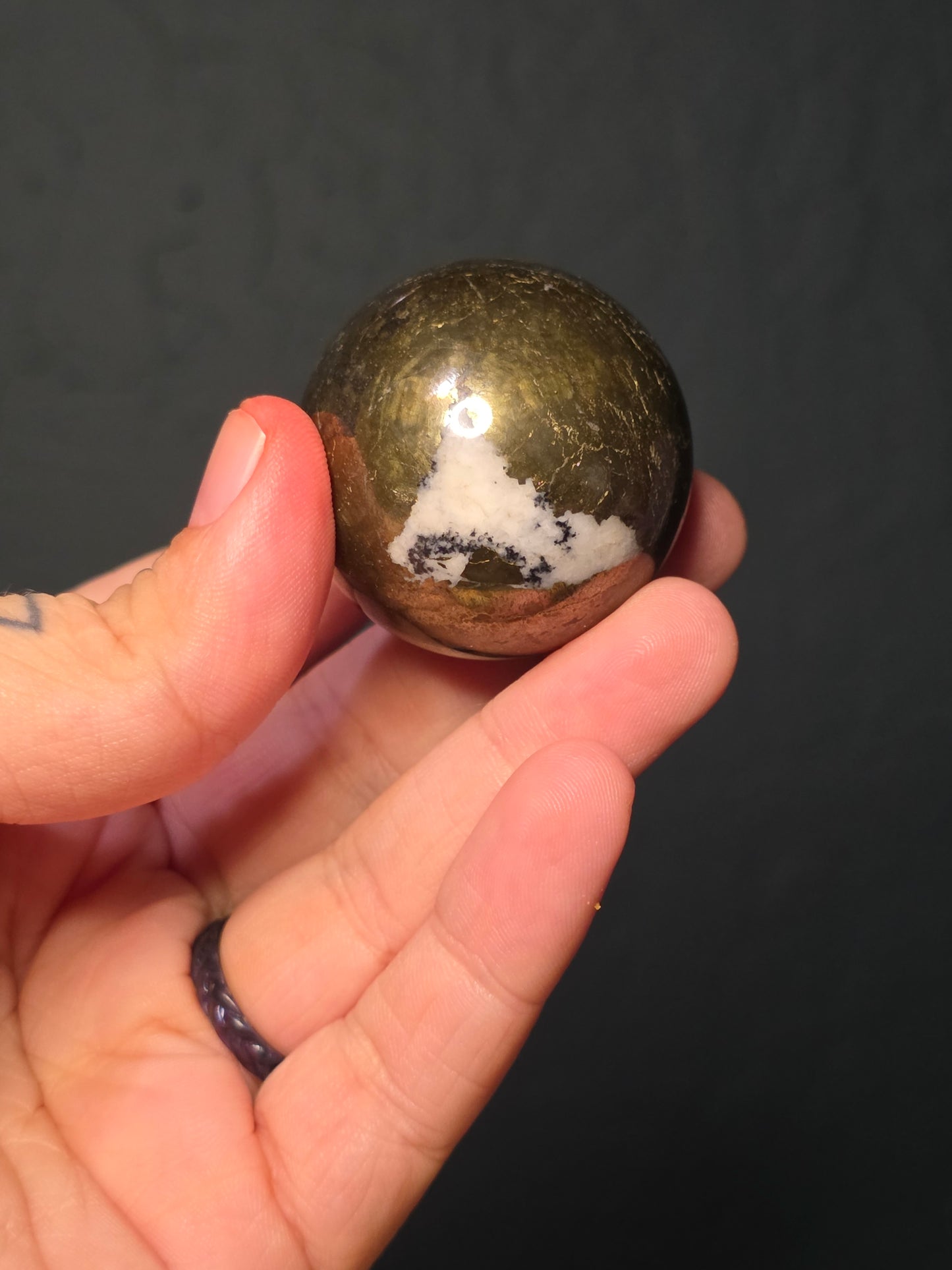 Pyrite with Agate Sphere