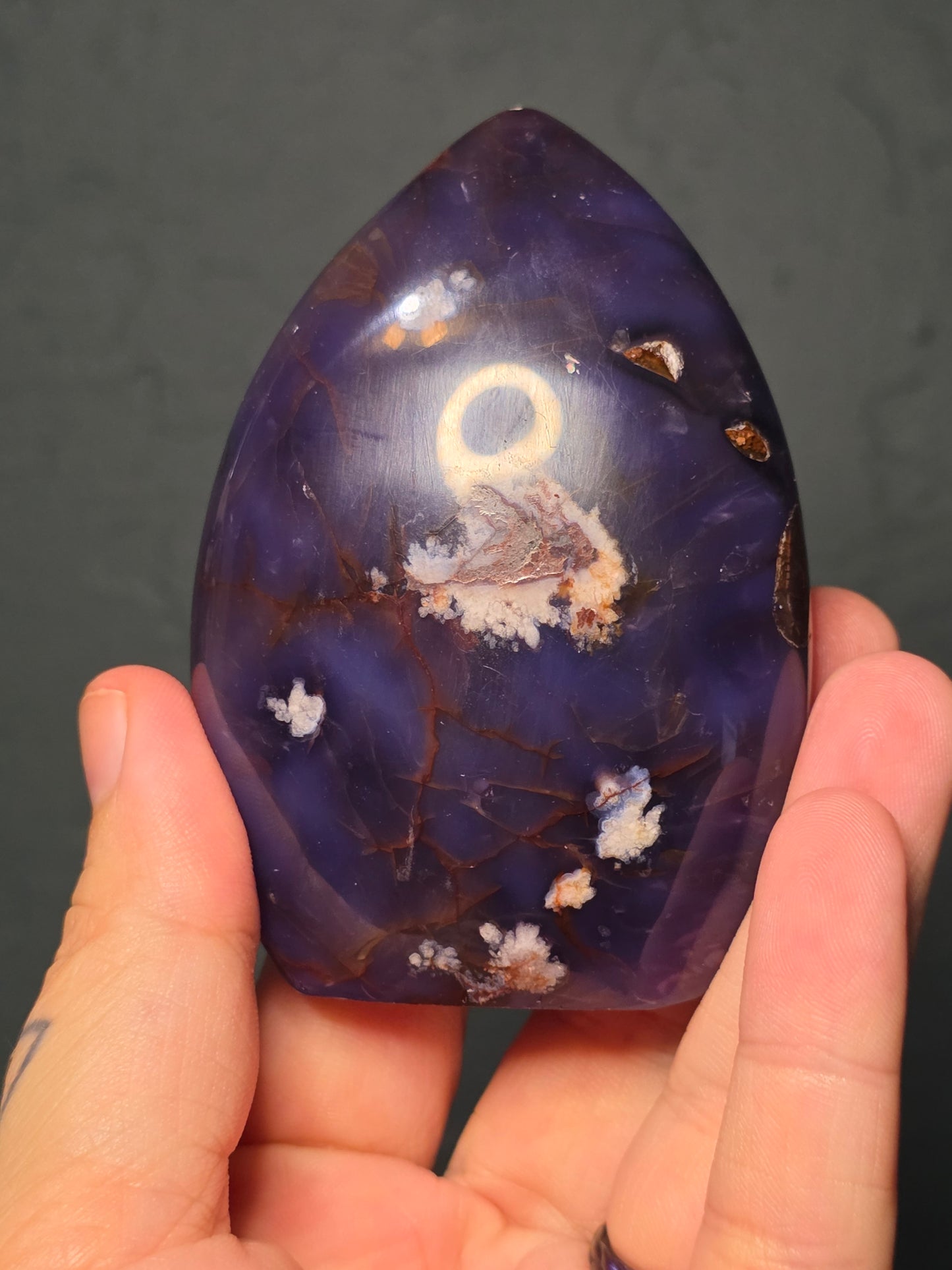Puffy Blue Carnelian Flower Agate Tear Drops - UV Reactive