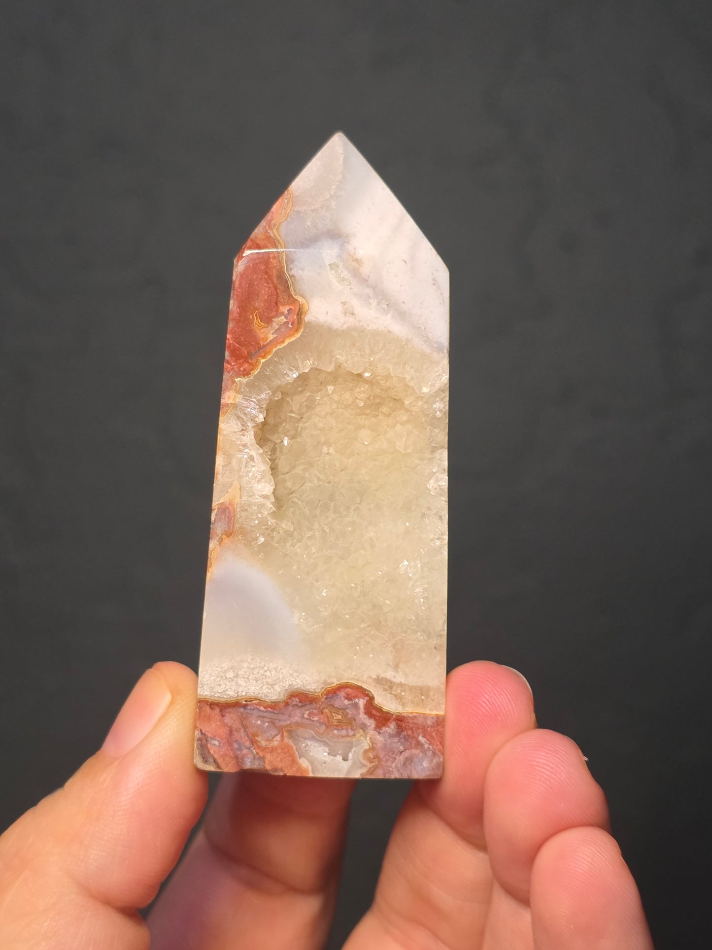 Mexican Crazy Lace Agate Obelisk - UV Reactive
