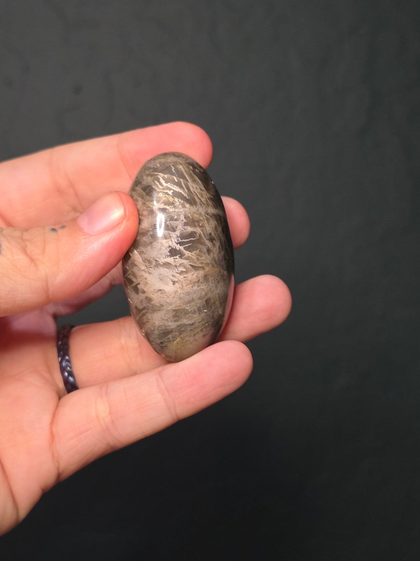 Black Moonstone Palm Stone