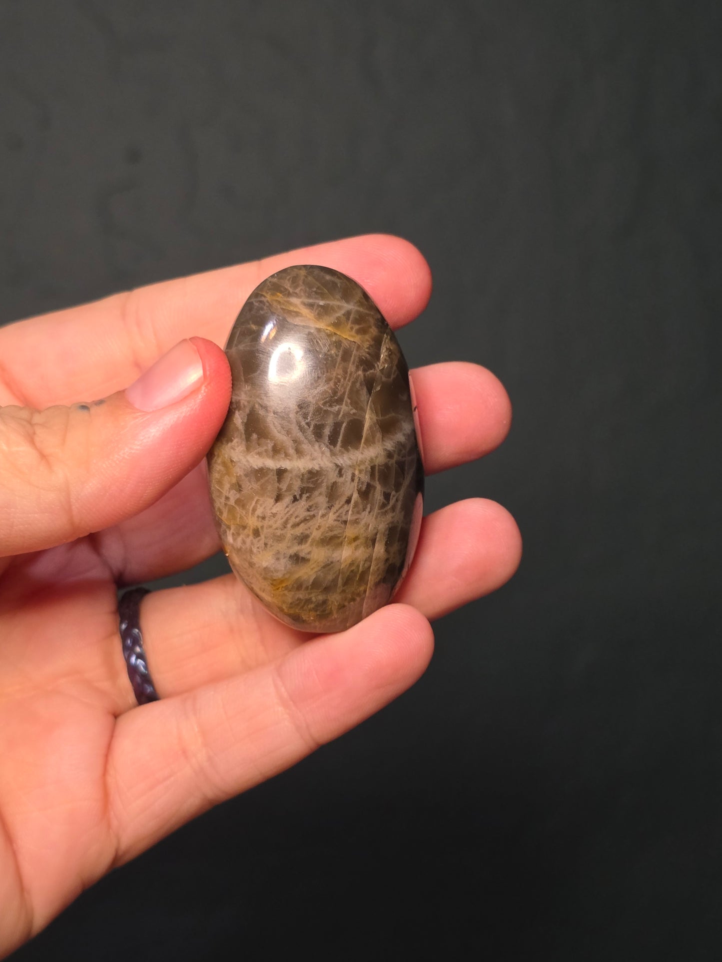 Black Moonstone Palm Stone