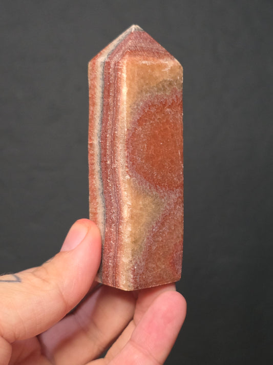 Red Banded Calcite Obelisk - UV Reactive