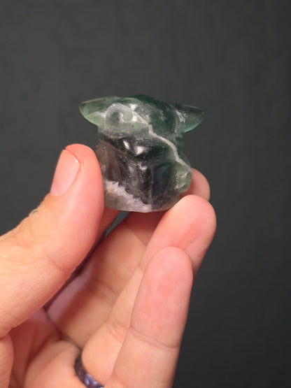 Fluorite Grogu Carving - UV Reactive