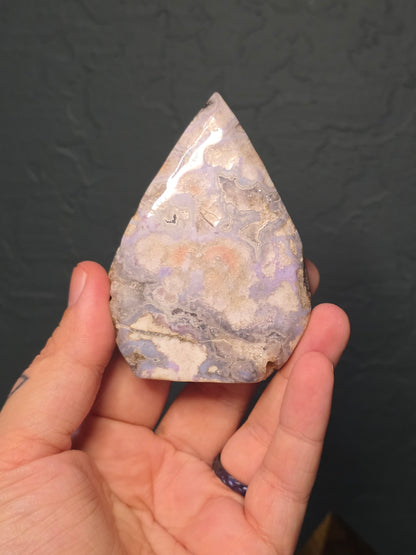 Blue Dyed Flower Agate Flat Tear Drop