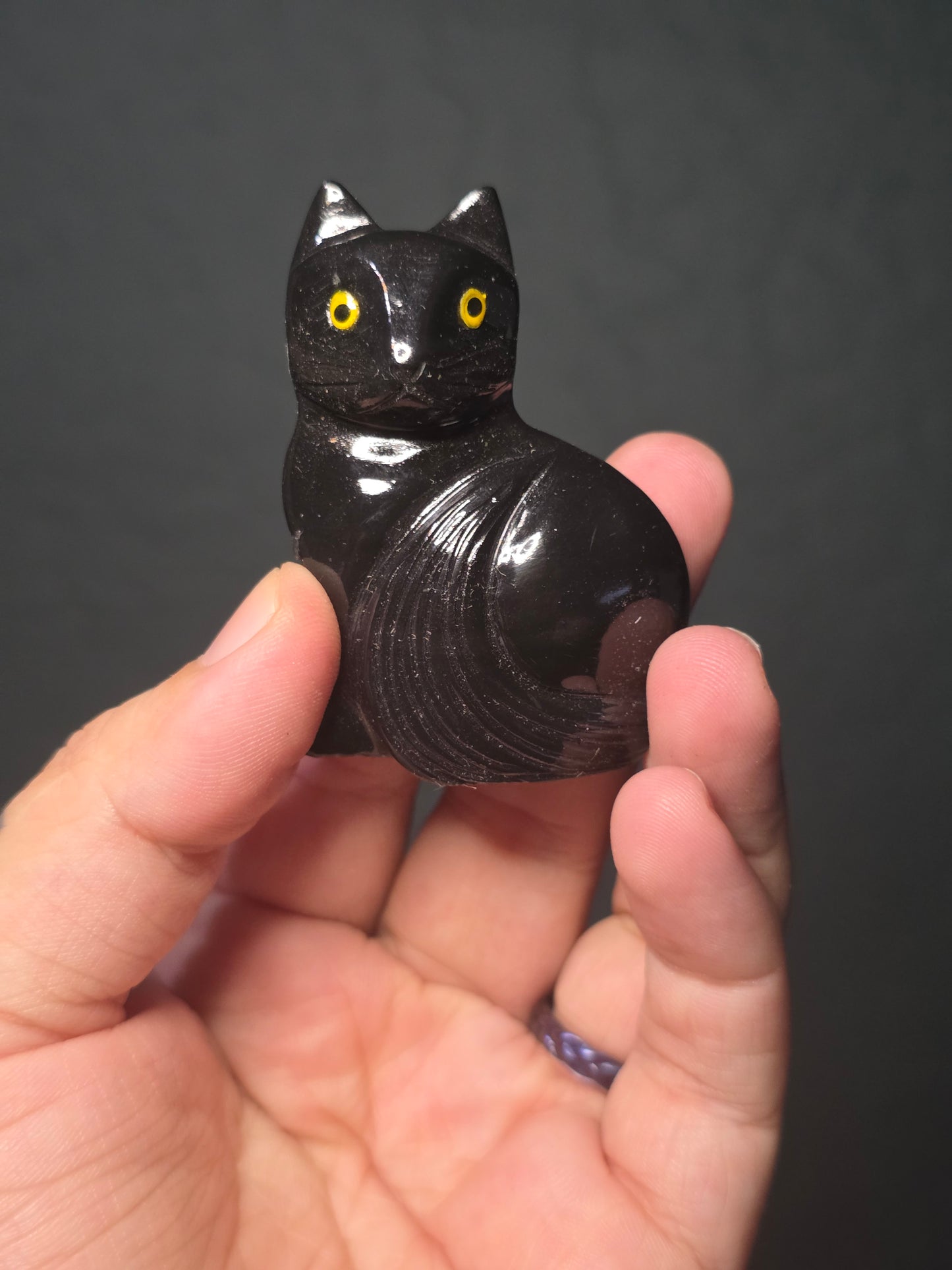 Black Onyx Cat Carving