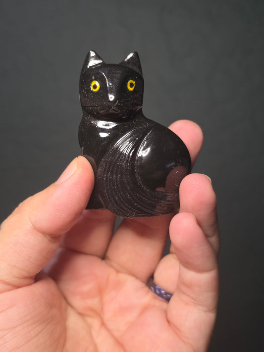 Black Onyx Cat Carving