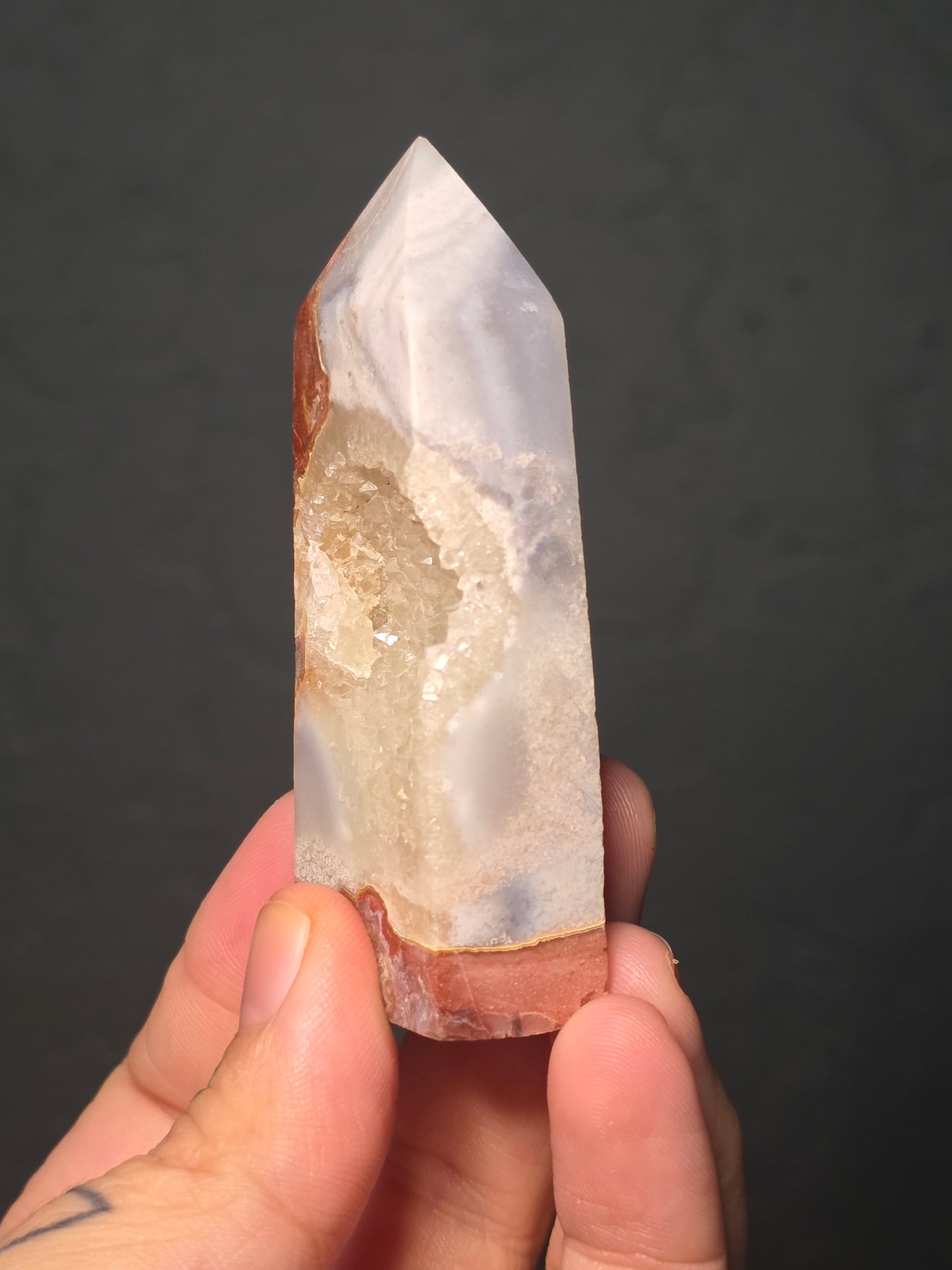 Mexican Crazy Lace Agate Obelisk - UV Reactive