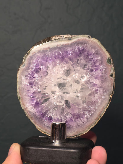 Amethyst and Agate Slices on Stands