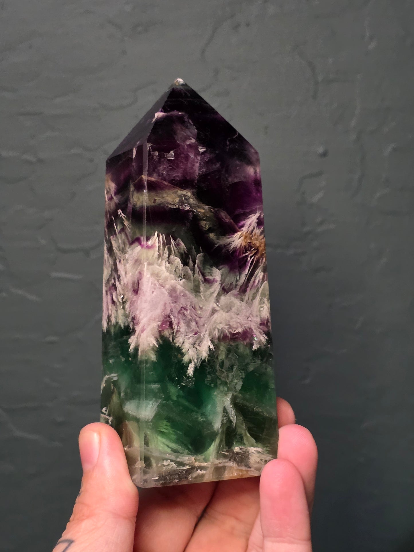 Tall Green Fluorite Obelisk - UV Reactive